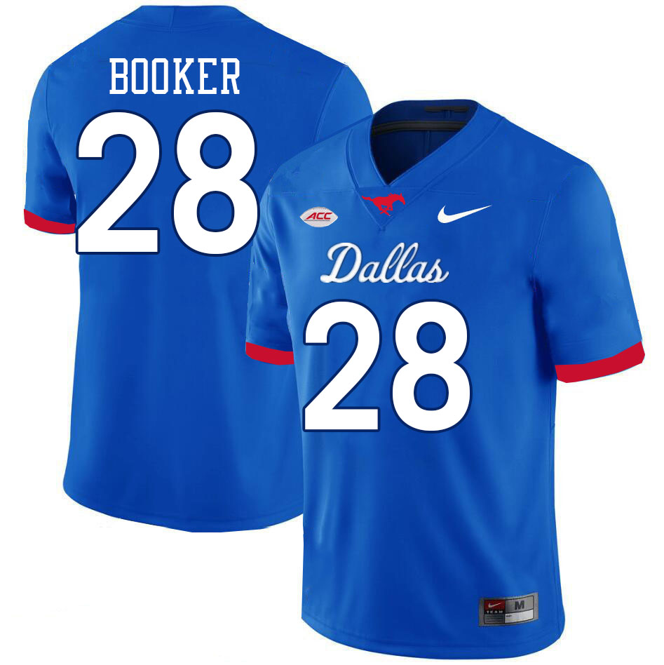 SMU Mustangs #28 Brandon Booker Jersey College Football Uniforms-Dallas Royal